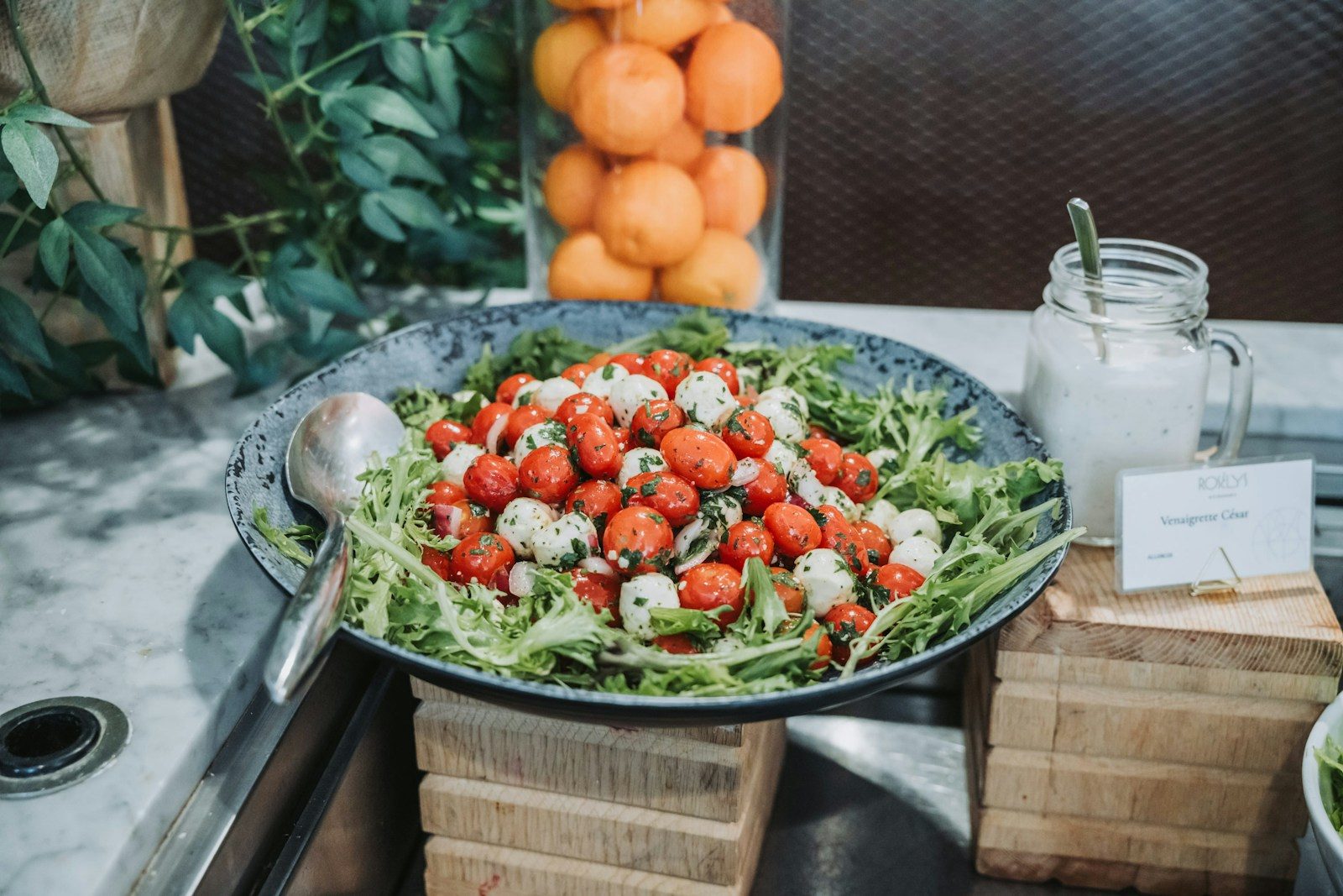 Caprese salad on the counter