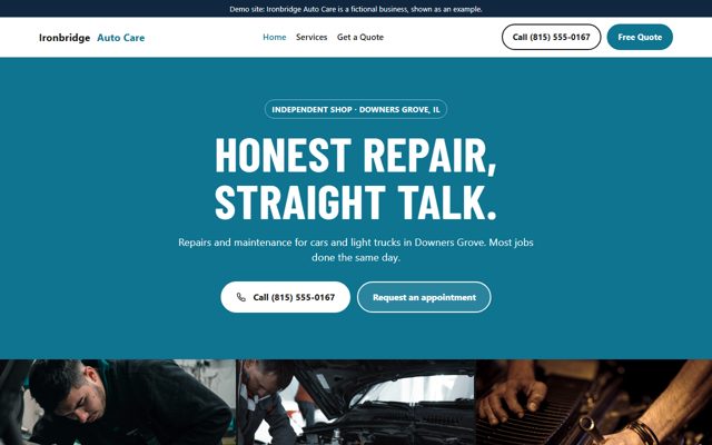 Example website for an auto repair shop